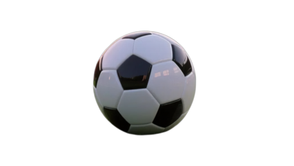 A classic black and white soccer ball isolated on a white background for sport and game play