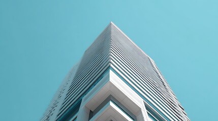 An architectural marvel: The building's unique design against a blue sky
