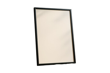 Fototapeta premium Black photo frame with blank beige surface, isolated on clean white background, ideal for creative design template or layout concept. Ai generative
