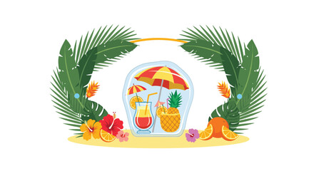 Enjoy a refreshing tropical beverage with fruity garnishes and umbrellas.