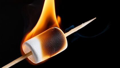 Flames From Burning Marshmallow Isolated On Black