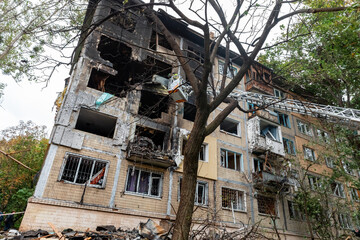 Kyiv Residential Destruction After Russian Missile and Drone Attack.