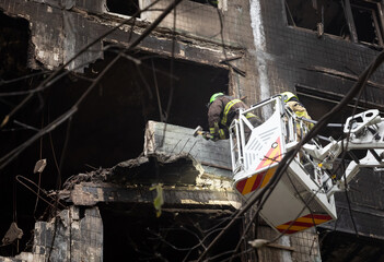 Kyiv Residential Destruction After Russian Missile and Drone Attack.