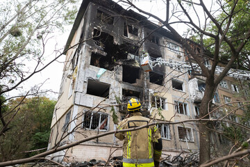 Kyiv Residential Destruction After Russian Missile and Drone Attack.