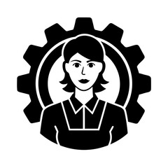 engineer woman vector art illustration.