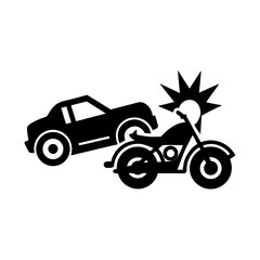 motorcycle and car collision icon vector art illustration