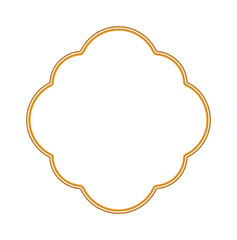 Golden shiny 3d vignette. Geometric ornamental frame with ornate golden decoration. Realistic luxury border for certificates, awards, stamps, labels, badges, various design. Vector illustration