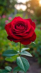 Close-up of a vibrant red rose