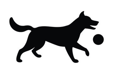 playing dog silhouette vector icon