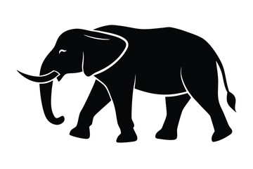 marching elephant  vector icon silhouette