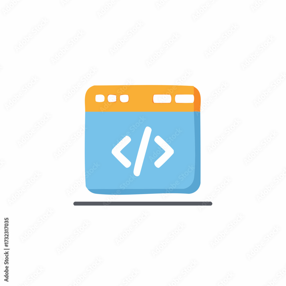 Wall mural code window icon illustration. web design, development, coding concept