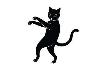 dancing cat silhouette vector icon