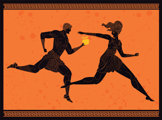 atalanta running with suitor throwing golden apple in race