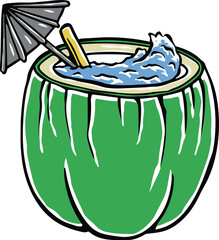 coconut and ocean waves illustration