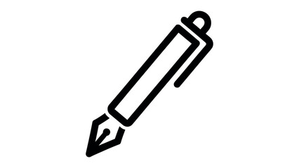 Ink Pen Icon: A minimalist monochrome icon of an elegant ink pen, perfect for design and symbol projects.