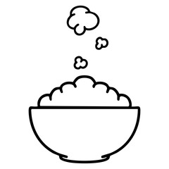 steaming hot rice in simple bowl