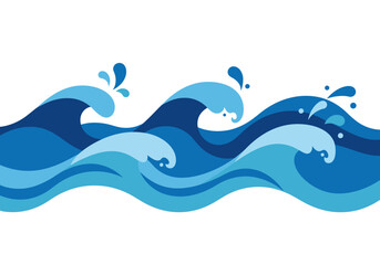 Blue waves with splashes stylized and layered