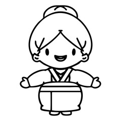 happy japanese woman with open arms