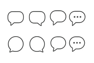 Minimalistic speech bubble line icon collection, editable strokes, simple chat message bubbles, linear design vector set for apps, cards, banners, social media posts, communication symbols