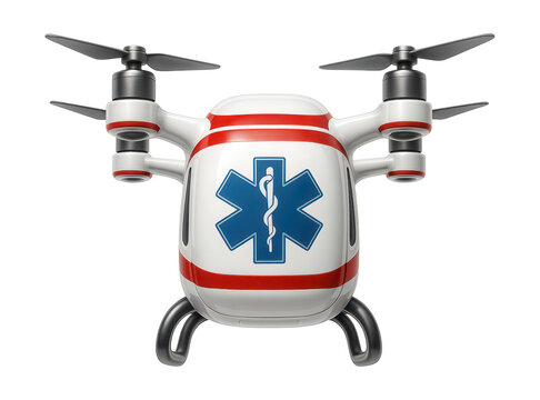 3D icon of an ambulance drone for emergency medical transport. - Powered by Adobe