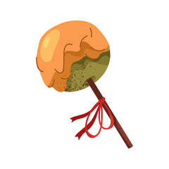 Lollipop candy with glaze. Vector sugarcoated dessert or sweet with sugar icon. Isolated treat for kid or child. Birthday holiday and celebration symbol. Element for candy shop graphic. Food on stick.