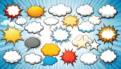 Collection of colorful comic book speech bubbles