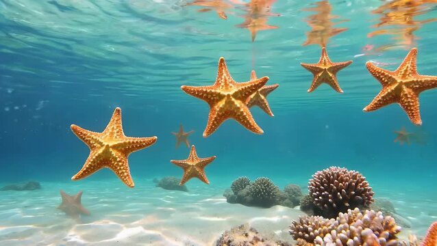 Echinoderm Creature Resting on the Sandy Bottom in Clear Shallow Aquatic Environment
