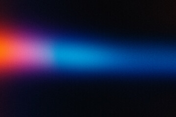 Abstract dark blurred grainy background with orange, pink and blue ray of light, futuristic gradient texture