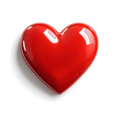 Glossy Red Heart Symbol on White Background for Love and Emotion
