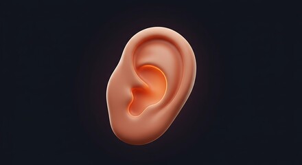 Human Ear Close Up Detailed Anatomy Illustration with a Dark Background