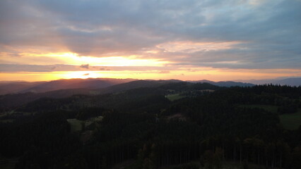amazing view on the mountains in the evening.