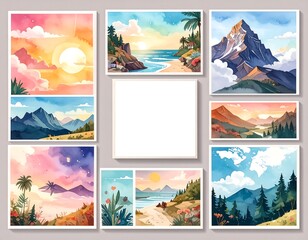 Collection of colorful landscape artworks