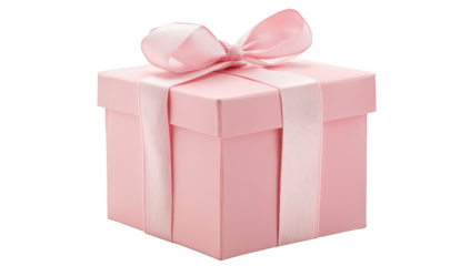 A beautifully wrapped pink gift box adorned with a delicate ribbon. set against a soft. neutral background. perfect for celebrations. special occasions. or as a thoughtful surprise