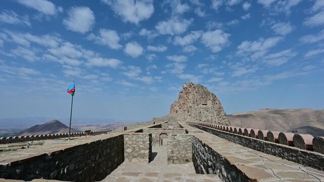 Beautiful view of Alinja Castle and a blue sky in Nakchivan, Azerbaijan