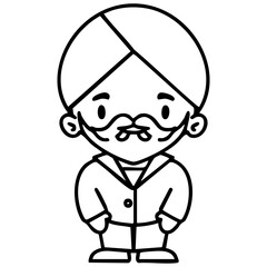 indian man with turban and bright suit