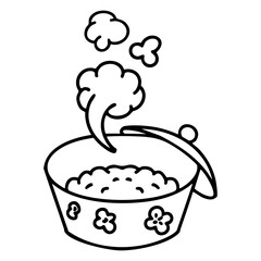 a pot of japanese steamed rice