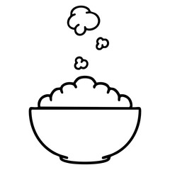 steaming hot rice in simple bowl