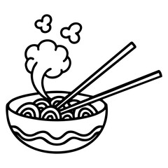 steaming bowl of noodles with chopsticks