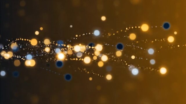 Abstract glowing particles flowing on dark background