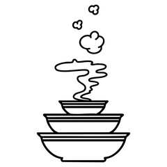 stack of japanese steaming food bowls