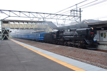 Fototapeta premium 特別装飾装備で上越線を力走するD51-498号機牽引のSLみなかみ号_2010/9/12撮影