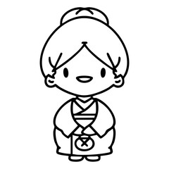 happy japanese woman in traditoinal outfit