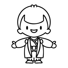 japanese man in wedding clothes with open arms