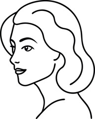  One line drawing of a woman's face in profile line art