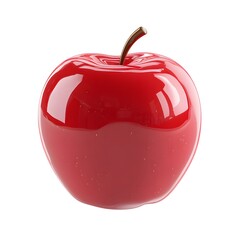 Bright and Shiny Red Apple with Glossy Surface and Stem Detail