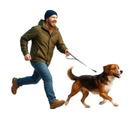 3D illustration of a person walking with a dog.