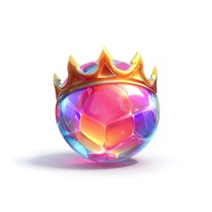 Colorful Crystal Soccer Ball with Crown Symbol of Excellence and Victory