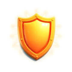 Bright Golden Shield Symbol for Protection and Security Concept