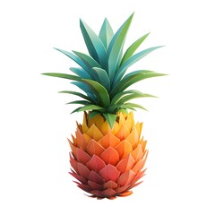 Colorful Pineapple Illustration with Abstract Green Leaves