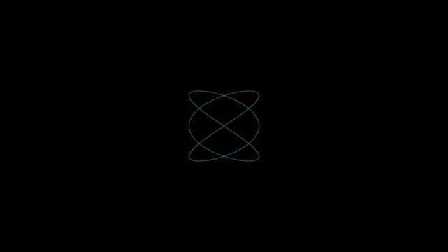 A hypnotic, glowing cyan line endlessly traces a twisting figure-eight Lissajous curve against a stark black background.
